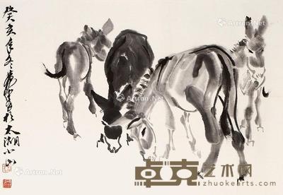 四驴图 镜片 纸本 47×68cm