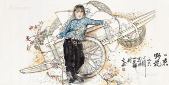  一束野花 镜片 纸本