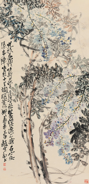  虬枝新葩 立轴 设色纸本