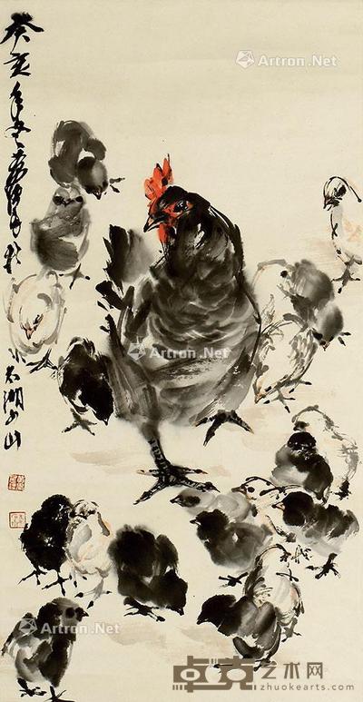 母子图 镜片 纸本 68×35cm