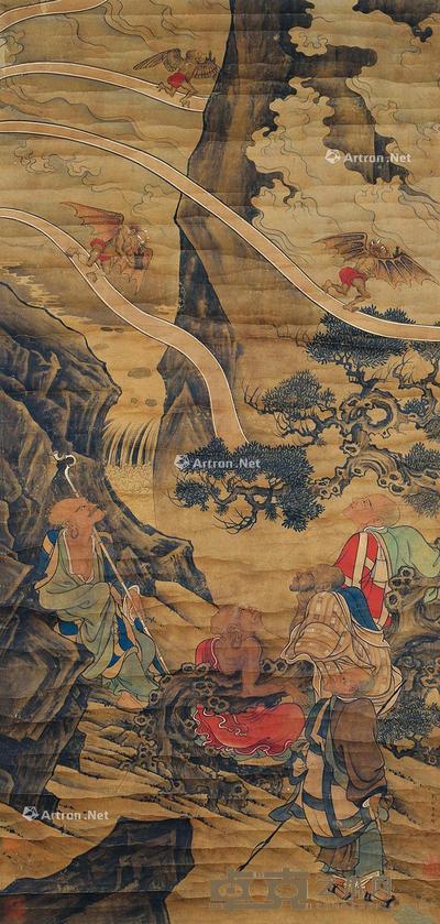 山水人物 立轴 纸本 113×54cm
