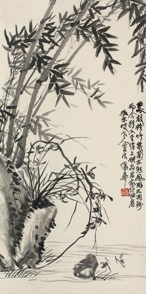  兰竹 镜片 水墨纸本