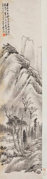  1901年作 秋高论画 立轴 水墨纸本
