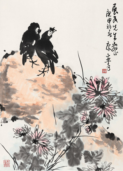  2010年作 菊石八哥 镜心 设色纸本
