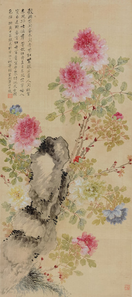  花开富贵 立轴 设色纸本
