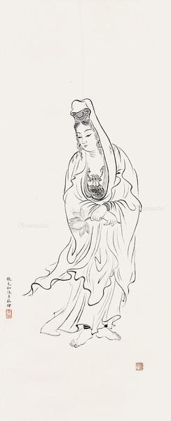  白衣观音 立轴 水墨纸本