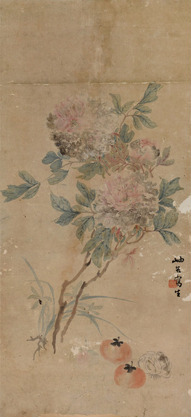  写生花卉 立轴 设色纸本
