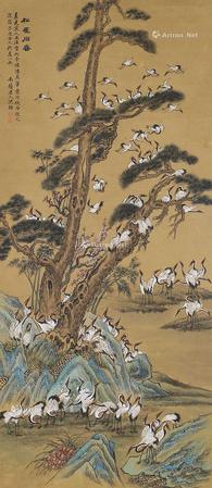  松鹤同春 立轴 绢本