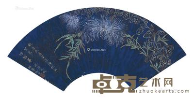 菊竹图 扇片 纸本 19×52cm