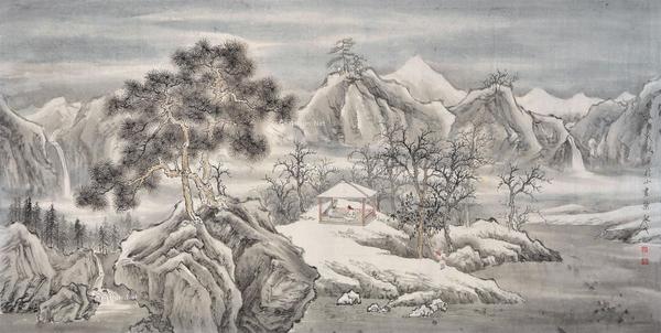  戊戌 2018年作 松山高士 镜片 设色纸本