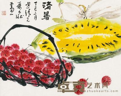 1977年作 清暑 镜片 设色纸本 33.5×41.5cm