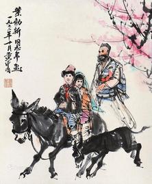  上学图 立轴 纸本
