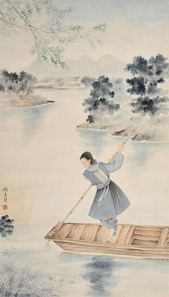  渔家女 立轴 设色纸本
