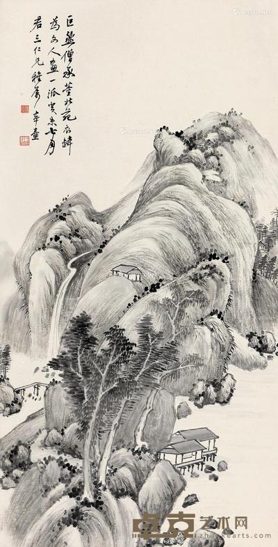 癸未(1943)年作 秋山闲居 立轴 水墨纸本 102.5×52cm