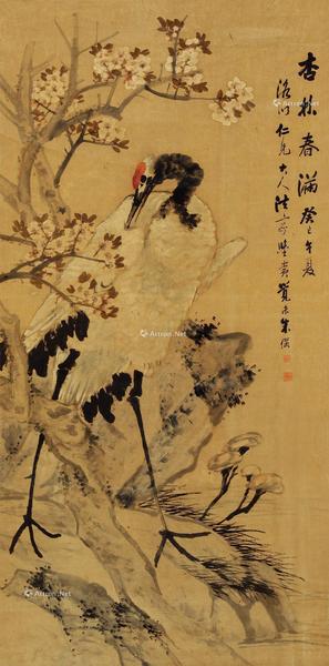  癸巳（1893）年作 杏林春满 立轴 设色纸本