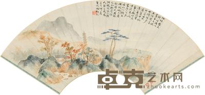 松山万壑 扇框 设色纸本 17×51cm