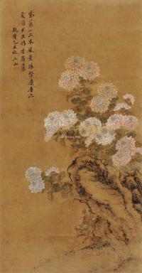  乙丑（1745）年作 秋菊图 立轴 设色绢本