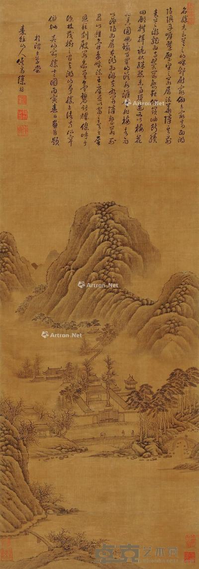  丙寅（1686）年作 吴山览胜 立轴 水墨绢本 138×48cm