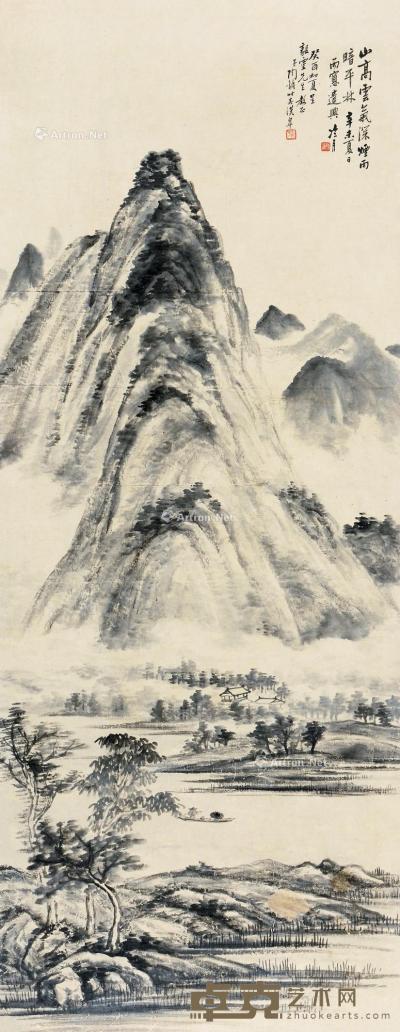  辛未（1931）年作 云山渔樵 立轴 水墨纸本 104.5×40.5cm