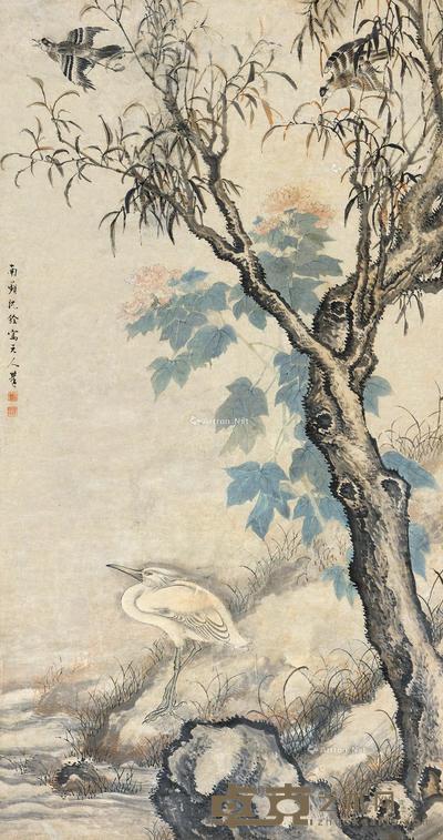  溪塘清趣 立轴 设色纸本 163×86.5cm