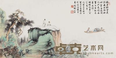  癸未（1943）年作 江头观景 镜片 设色纸本 62.5×127cm