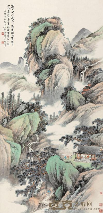  辛卯（1891）年作 岭上松风 立轴 设色纸本 134×65.5cm