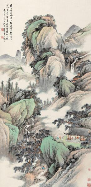  辛卯（1891）年作 岭上松风 立轴 设色纸本