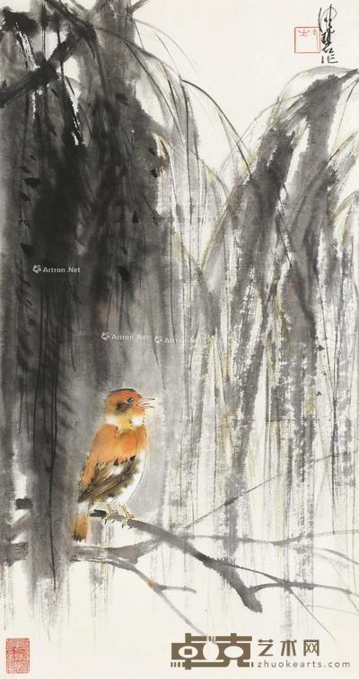  春意图 镜框 设色纸本 72×37cm