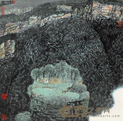  1986年作 太行山色 镜片 设色纸本 66.5×67.5cm