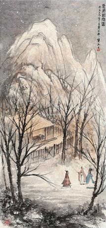  袁安卧雪图 立轴