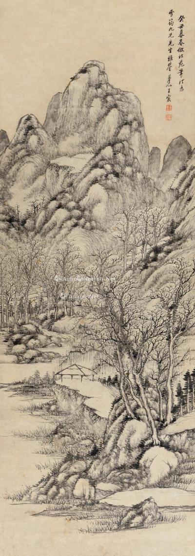  癸丑（1793）年作 茂林幽居 立轴 水墨纸本