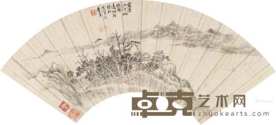  江澄帆影 扇片 水墨纸本 16×47cm