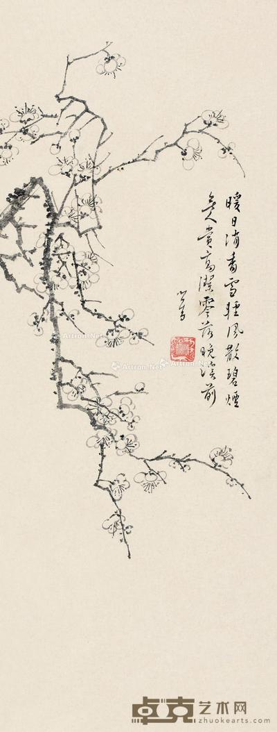 香雪图 镜片 水墨纸本 52×19cm