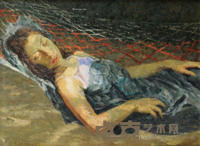  2000年作 树荫下的少女 布面 油画 53×73cm