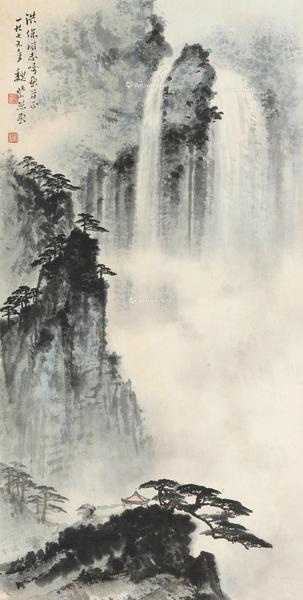  1975年作 松山飞瀑 镜心 设色纸本