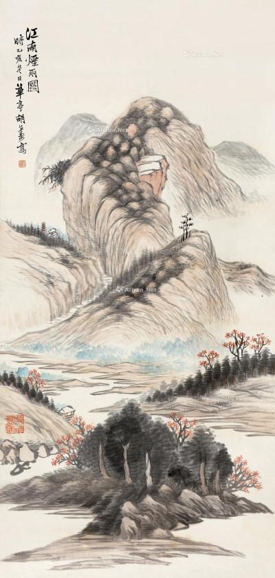  乙亥（1875）年作 江南烟雨图 立轴 设色纸本