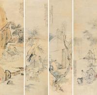  庚申（1860）年作 晋人故事 （四件） 屏轴 设色纸本