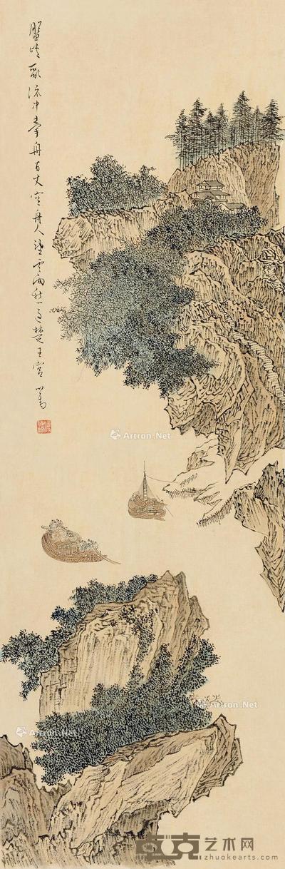 云山初霁 立轴 设色纸本 56×18.5cm