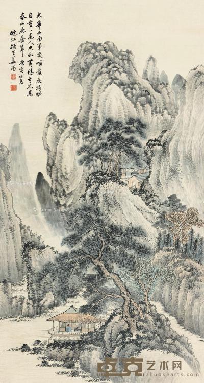  庚寅（1890）年作 春山幽境 立轴 设色纸本 145×77cm