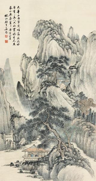  庚寅（1890）年作 春山幽境 立轴 设色纸本