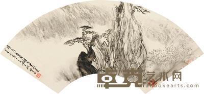  戊午（1978）年作 黄山远景 扇片 水墨纸本 18×51cm