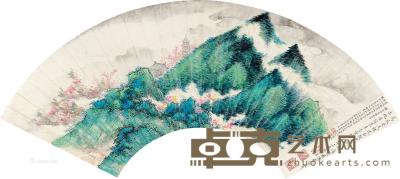  丁卯（1807）年作 春山图 扇片 设色纸本 17×52cm