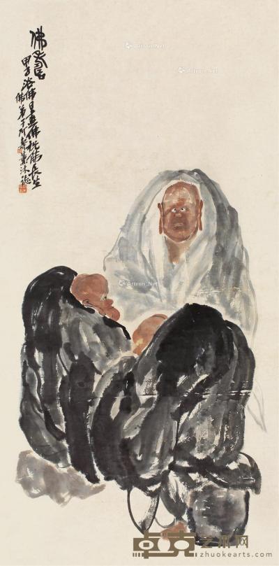  甲子（1924）年作 佛寿 镜片 设色纸本 98×48cm