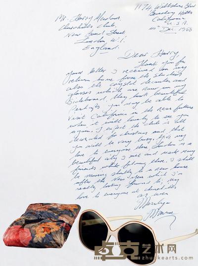  1958年作 亲笔信 太阳镜 钢笔纸本 数码喷印等 26×18cm；20×15cm