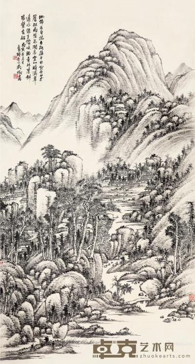  丙寅（1926）年作 山居幽冥 立轴 水墨纸本 150×80cm