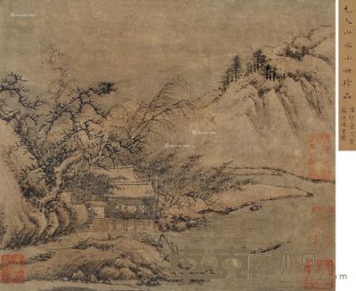 元人山水 镜片 设色纸本 22×25cm