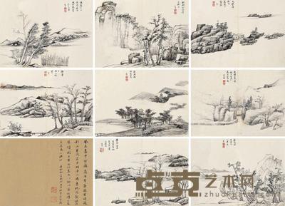  纪游山水册 镜片 水墨纸本 21×29cm×8