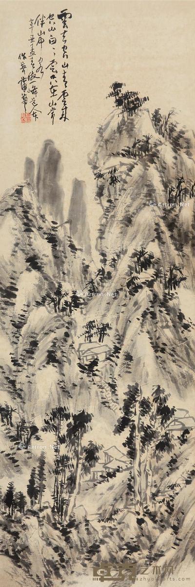  辛丑（1901）年作 空山观云 立轴 水墨纸本 133×45cm