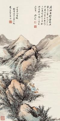  丁巳（1917）年作 临清湘老人意 立轴 设色纸本