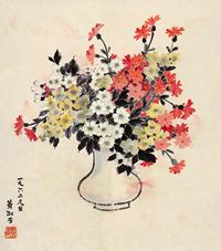  1962年作 瓶花 立轴 设色纸本